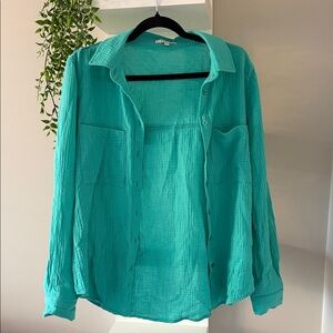 Teal Button-Up Shirt Z supply